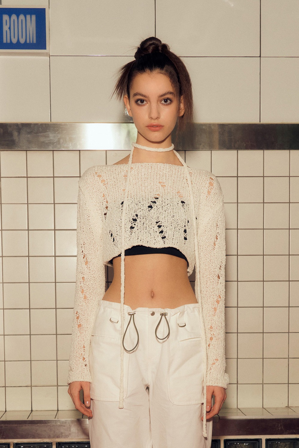 NETTING CROPPED SWEATER (IVORY)